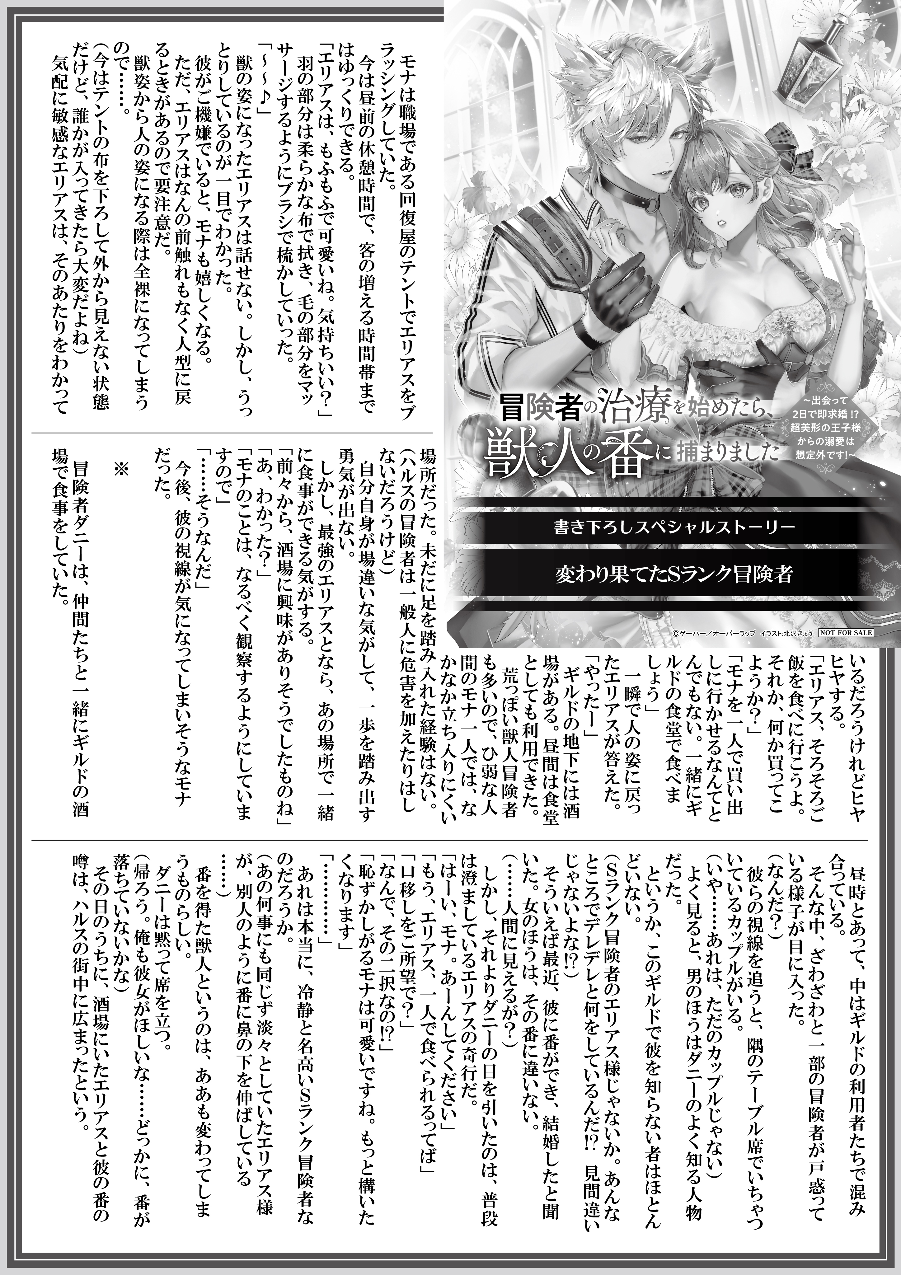 【ノベルス】【特約店】『冒険者の治療を始めたら、獣人の番に捕まりました　～出会って２日で即求婚！？　超美形の王子様からの溺愛は想定外です！～』A4SSペーパー
